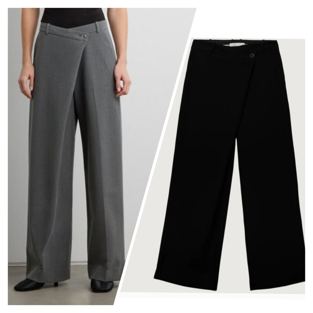OAK + FORT FRONT WRAP STRAIGHT LEG TROUSER - BLACK - SOLD OUT STYLE